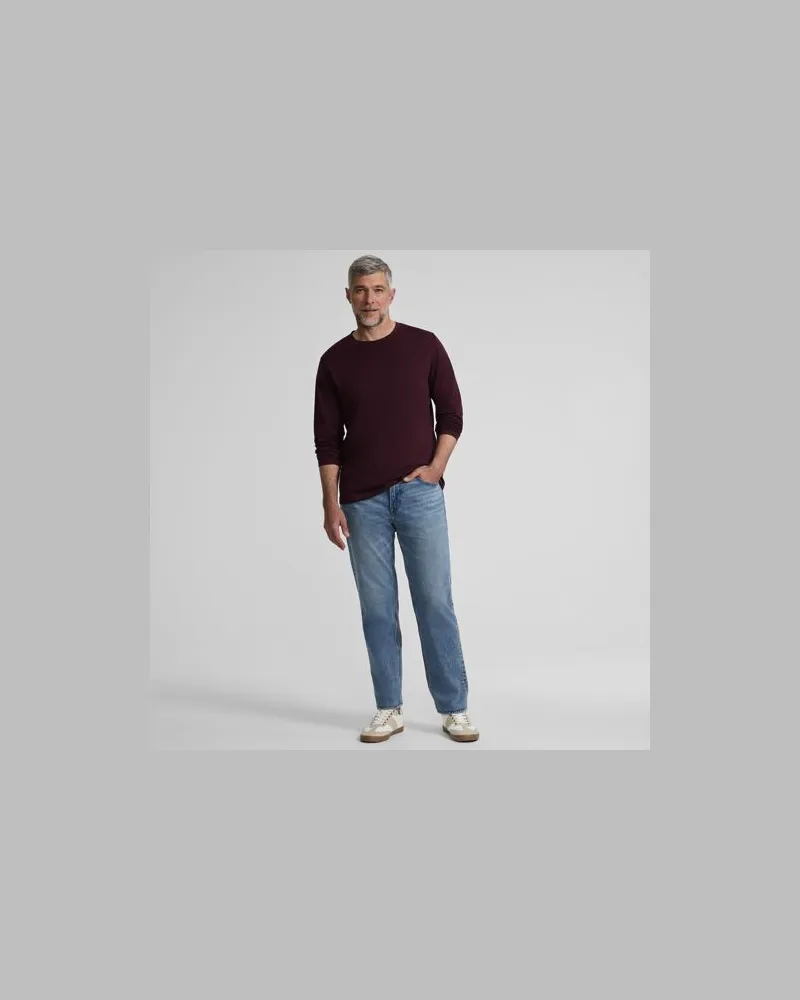 Lands' End Supima Langarm-Shirt mit Rundhalsausschnitt, Herren, Größe regular, Rot, Baumwolle, by Rot