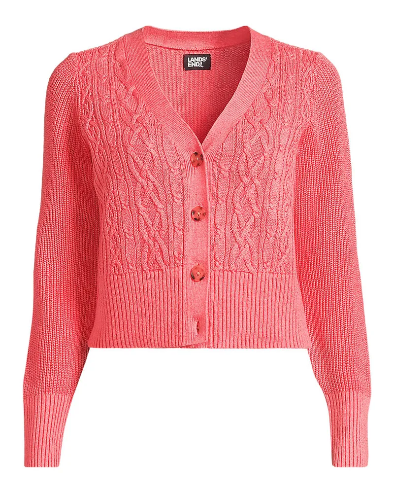 Lands' End Cardigan aus Leinenmix, Damen, Größe petite, Pink, by Pink