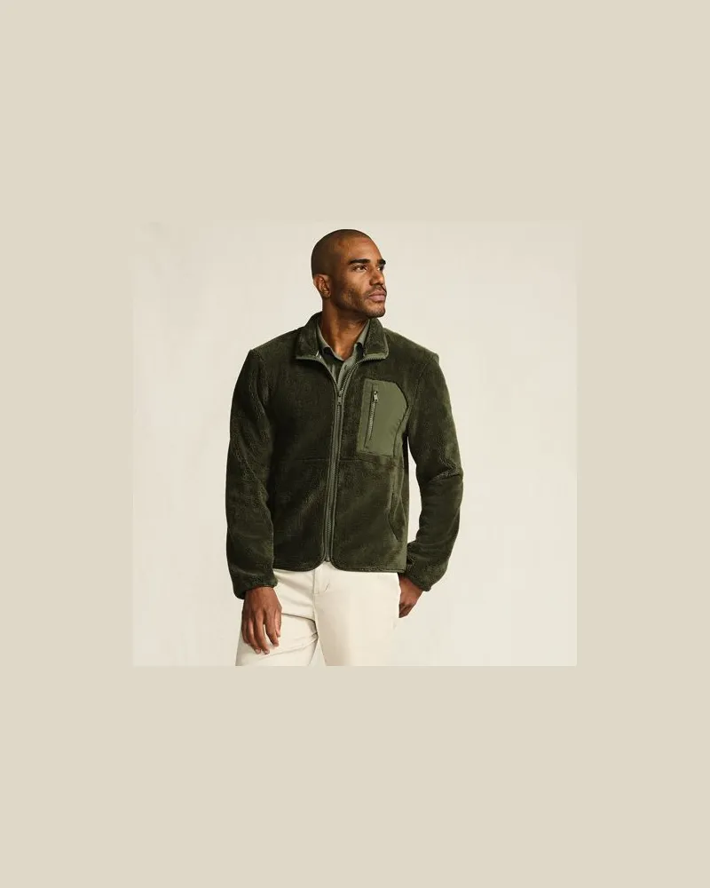 Lands' End Aktiv Wolkenfleece-Jacke, Herren, Größe:56-58 regular, Grün, Baumwolle/Polyester, by Grün