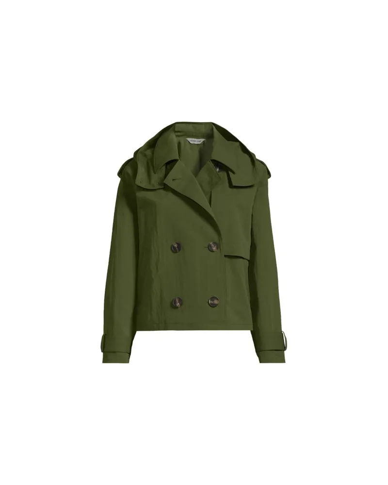 Lands' End Kurzer Trenchcoat mit Kapuze, Damen, GrÃ¶ÃŸe regular, GrÃ¼n, by Grã¼n