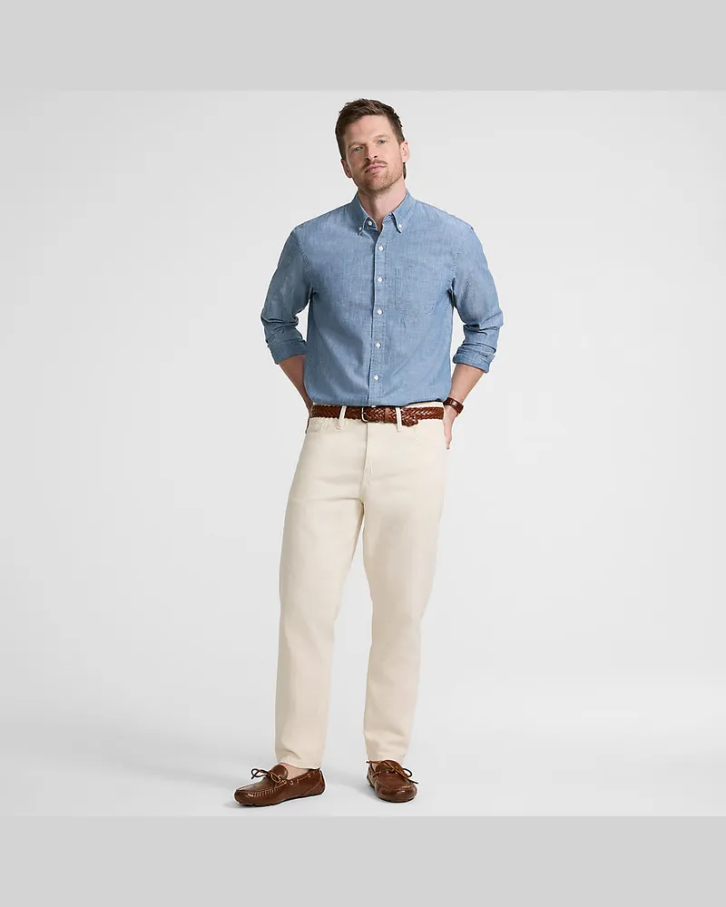 Lands' End Soft Comfort Straight Fit Jeans im Leinenmix, Herren, Größe regular, Weiß, Baumwolle/Leinen/Baumwoll-Mischung, by Weiß