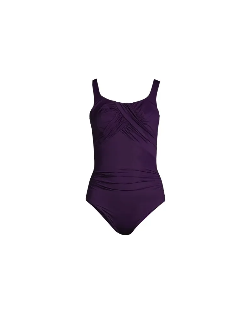 Lands' End Shape-Badeanzug mit Bügel SLENDER, Damen, Größe regular, Lila, Nylon-Mischung, by Lila