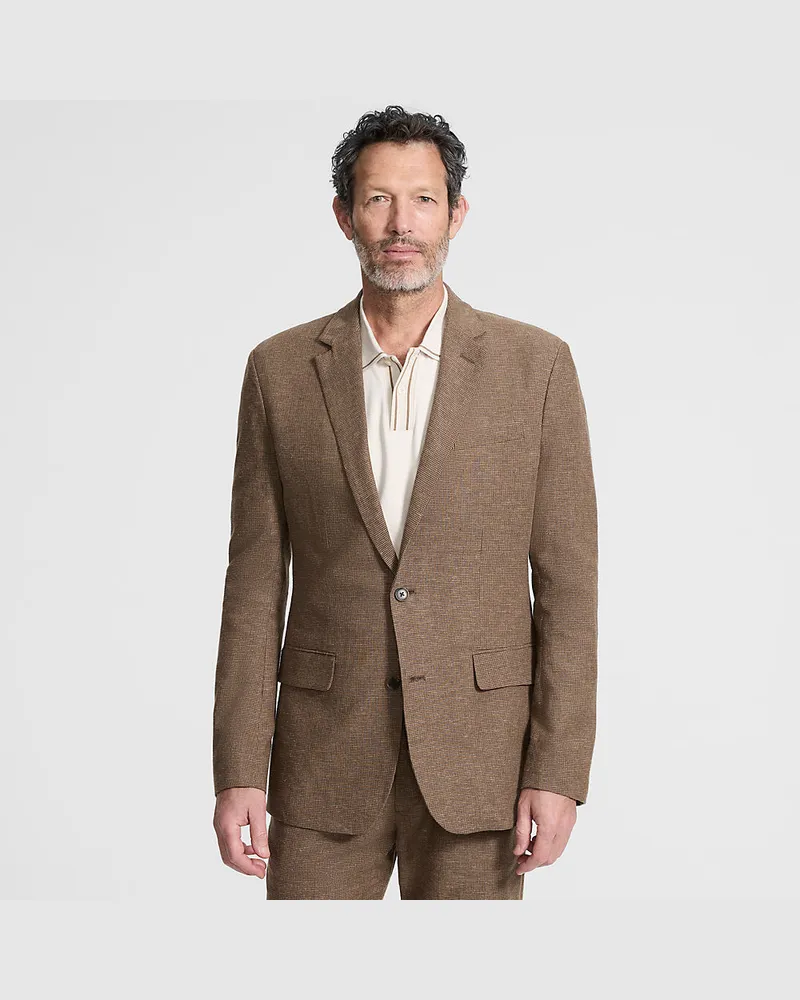 Lands' End Classic Fit Blazer aus Leinenmix, Herren, Größe regular, Braun, Leinen/Baumwoll-Mischung/Viskose-Mischung, by Braun