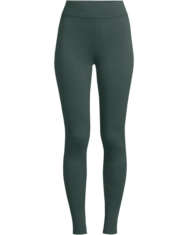 Lands' End Leggings mit Plüschfutter und Tasche SERIOUS SWEATS, Damen, Größe regular, Grün, Baumwoll-Mischung/Polyester-Mischung, by Grün