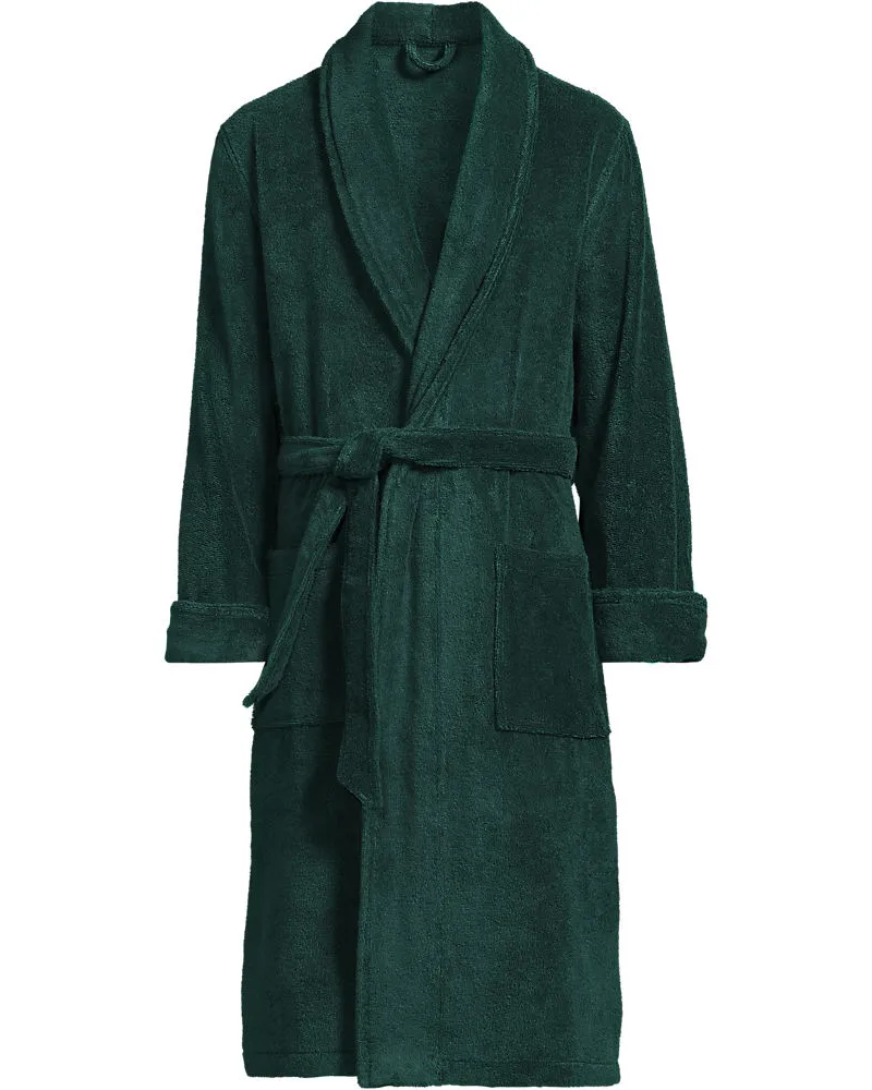 Lands' End Bademantel aus türkischem Frottee, Herren, Größe regular, Grün, Baumwolle, by Grün