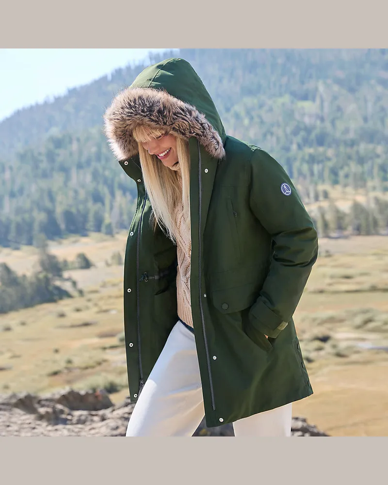 Lands' End Expeditions-Daunenparka, Damen, Größe regular, Grün, Polyester, by Grün