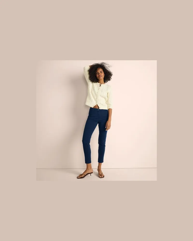 Lands' End Slim Fit 7/8-Chinos Mid Waist, Damen, Größe regular, Blau, Baumwolle/Lyocell (Viskose)/Baumwoll-Mischung, by Blau