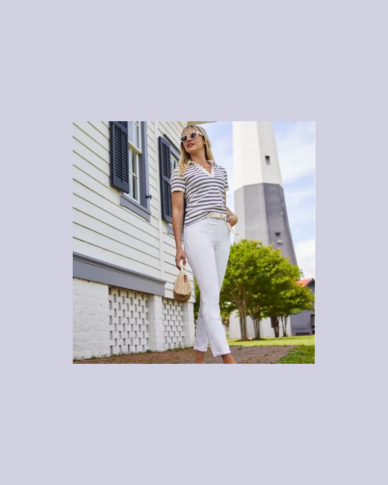 Lands' End Slim Fit Öko Jeans High Waist, Damen, Größe regular, Weiß, Elasthan/Baumwoll-Mischung/Polyester-Mischung, by Weiß