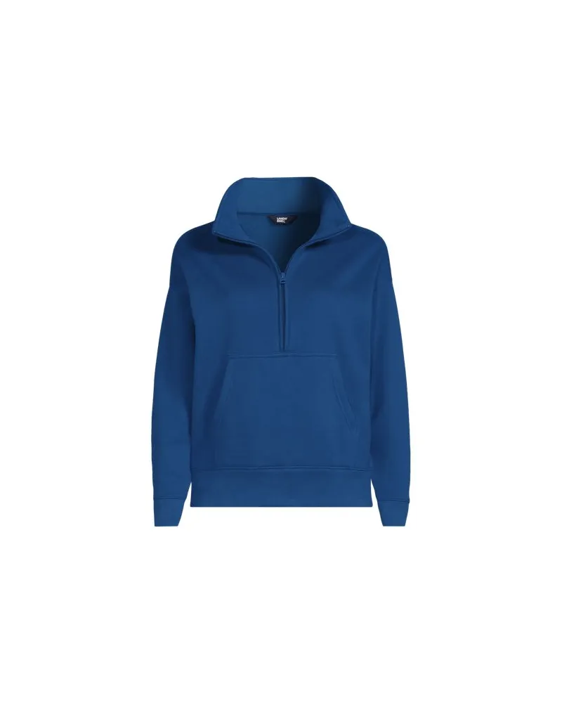 Lands' End Sweatshirt SERIOUS SWEATS mit Reißverschluss, Damen, Größe regular, Blau, Baumwoll-Mischung/Polyester-Mischung, by Blau