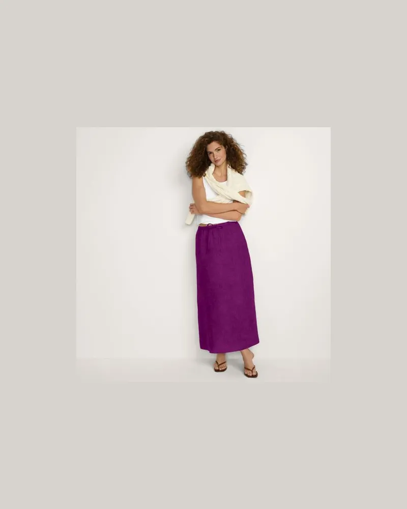 Lands' End Leinen-Midirock, Damen, Größe petite, Lila, by Lila