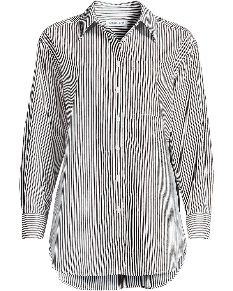 Lands' End Lange weite Bügelfrei-Bluse, Damen, Größe regular, Braun, Baumwolle, by Braun
