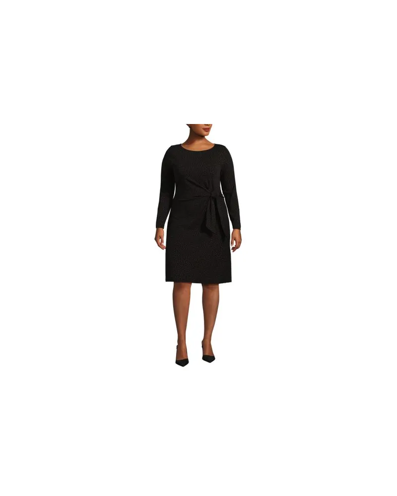 Lands' End Baumwolle/Modal-Kleid mit Zierschleife, Damen, Größe plus, Schwarz, Baumwolle Modal, by Schwarz