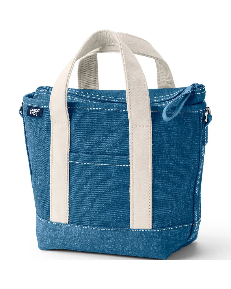 Lands' End Kleine farbige Canvastasche mit Reißverschluss, Damen, Größe:null regular, Blau, Baumwolle, by Blau