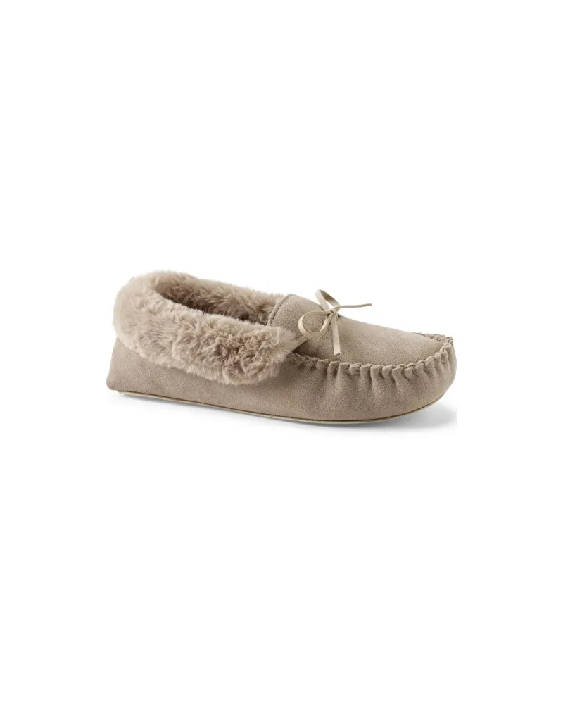 Lands' End Veloursleder-Mokassin, Damen, Größe regular, Braun, Polyester, by Braun