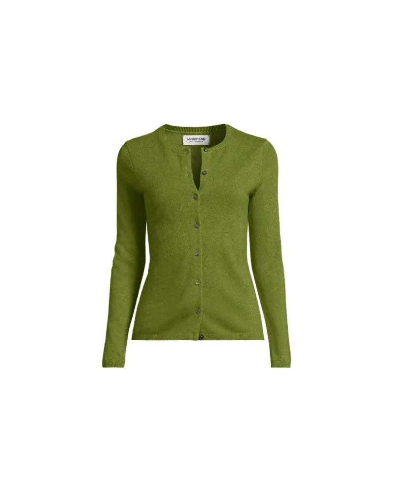 Lands' End Kaschmir-Cardigan mit rundem Ausschnitt, Damen, Größe:40-42 regular, Grün, Kaschmir, by Grün
