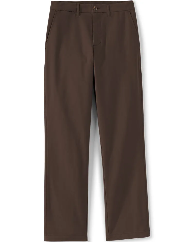 Lands' End Travel Straight Fit Chinohose mit Komfortbund, Herren, Größe regular, Braun, Baumwoll-Mischung/Polyester-Mischung, by Braun