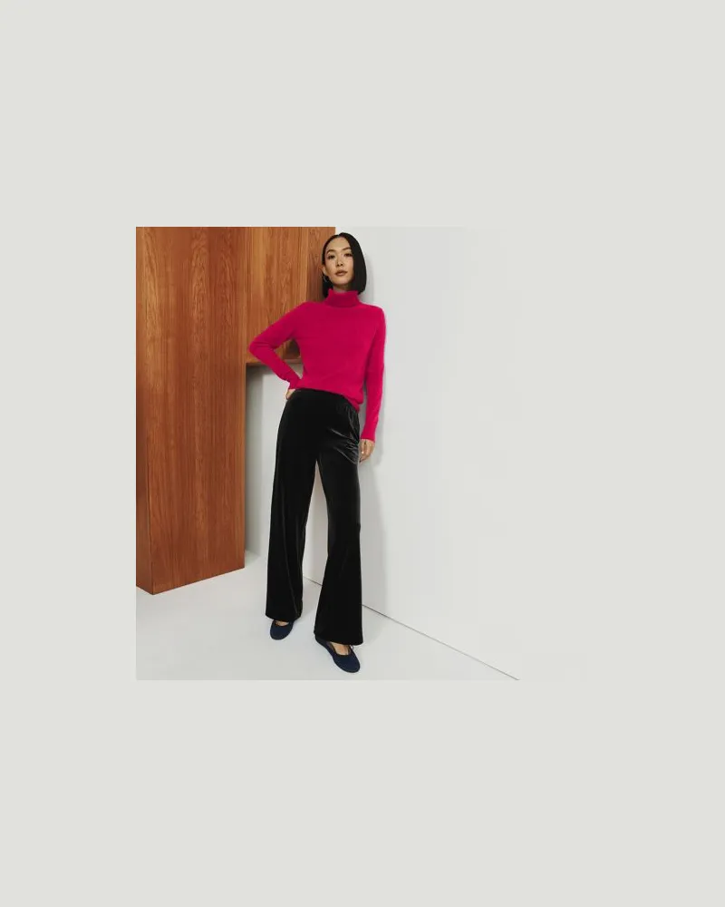 Lands' End Starfish Samthose mit weitem Bein, Damen, Größe regular, Schwarz, Elasthan/Polyester-Mischung, by Schwarz