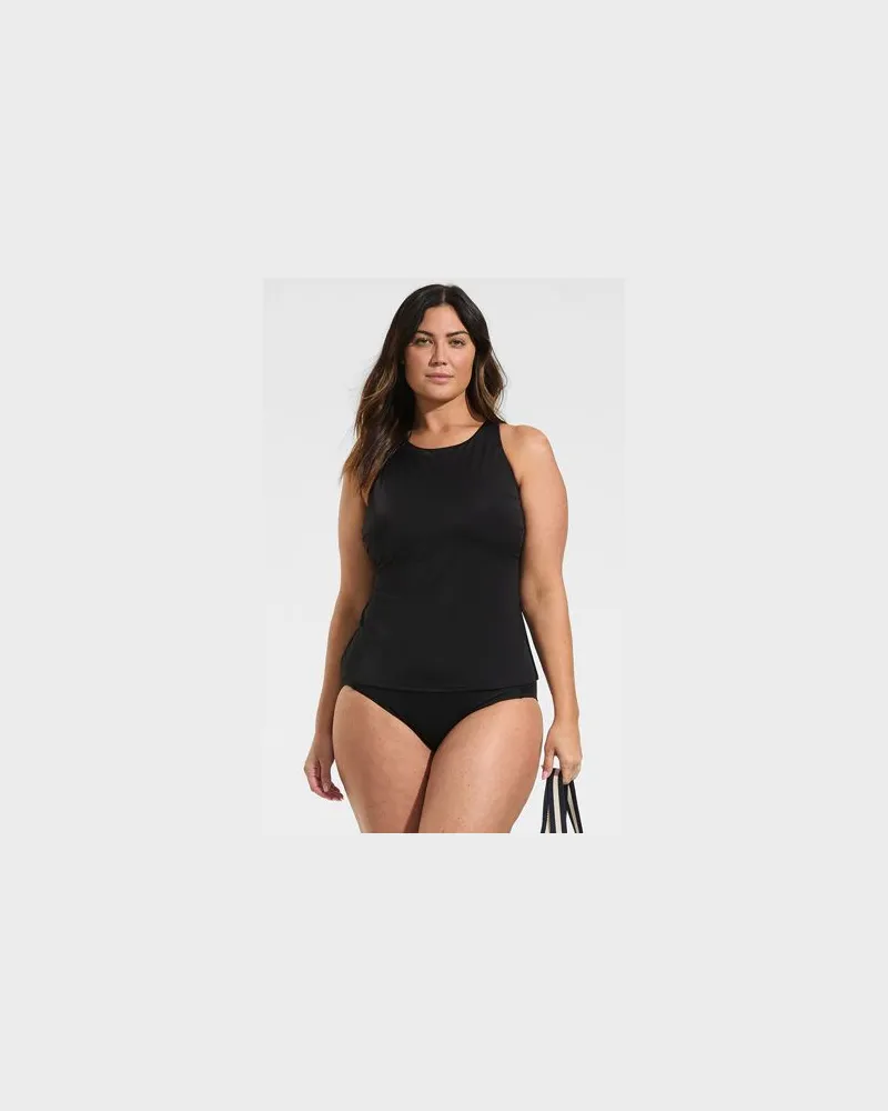 Lands' End Mid Waist Bikinihose, Damen, Größe plus, Schwarz, Nylon-Mischung, by Schwarz