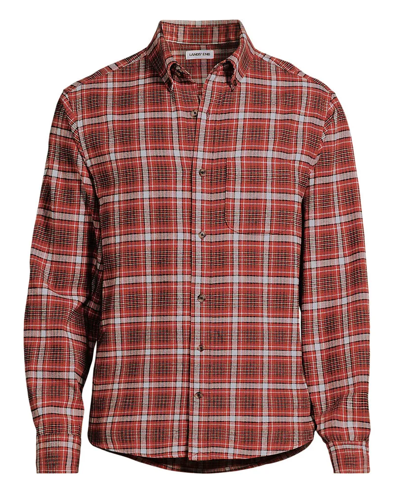 Lands' End Flanellhemd Flagship Classic Fit, Herren, Größe regular, Rot, Baumwolle, by Rot