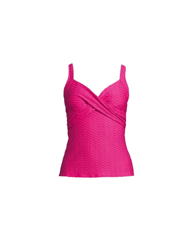 Lands' End Jacquard Wickel-Tankinitop mit V-Ausschnitt, Damen, Größe plus, Pink, Nylon-Mischung, by Pink