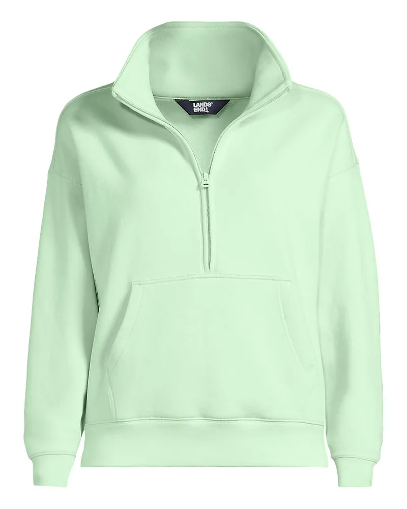 Lands' End Sweatshirt SERIOUS SWEATS mit Reißverschluss, Damen, Größe regular, Grün, Baumwoll-Mischung/Polyester-Mischung, by Grün