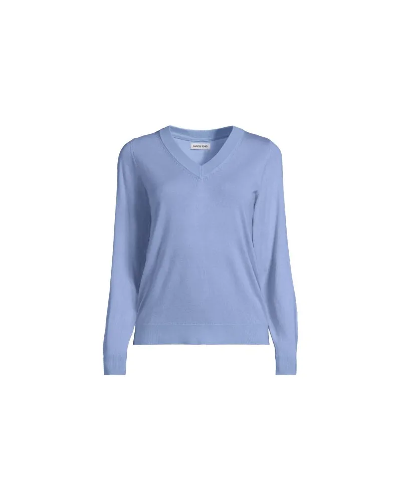 Lands' End CashTouch Pullover mit V-Ausschnitt, Damen, Größe regular, Blau, by Blau