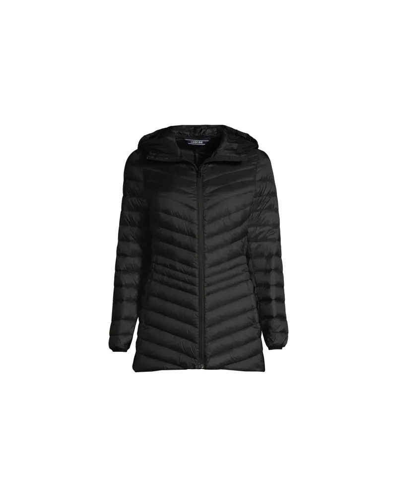 Lands' End Daunenjacke WANDERWEIGHT Verstaubar Ultraleicht mit Kapuze, Damen, Größe plus, Schwarz, Nylon/Daunen, by Schwarz