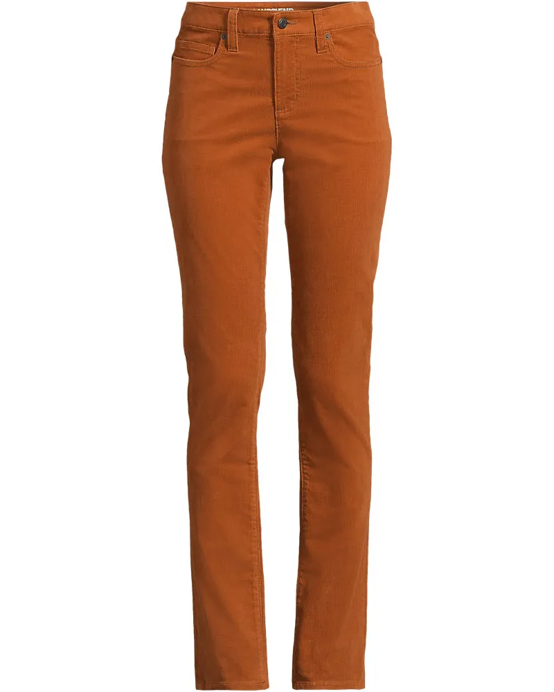 Lands' End Straight Fit Cordhose Mid Waist, Damen, Größe regular, Orange, Baumwoll-Mischung, by Orange