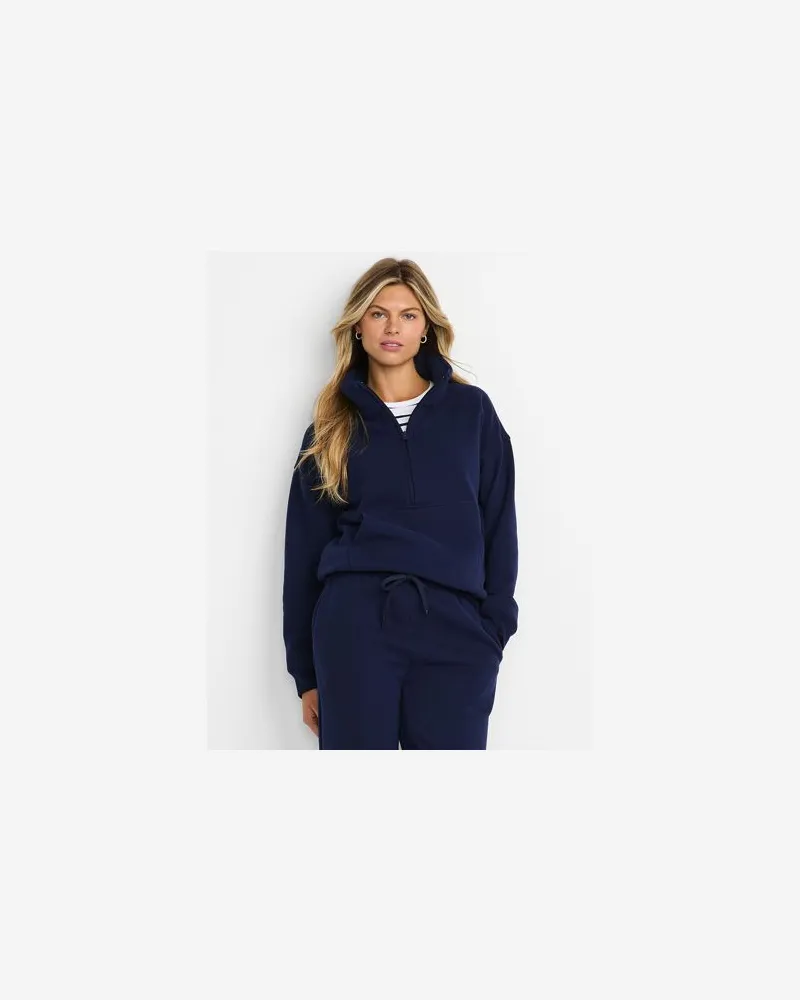 Lands' End Sweatshirt SERIOUS SWEATS mit Reißverschluss, Damen, Größe regular, Blau, Baumwoll-Mischung/Polyester-Mischung, by Blau