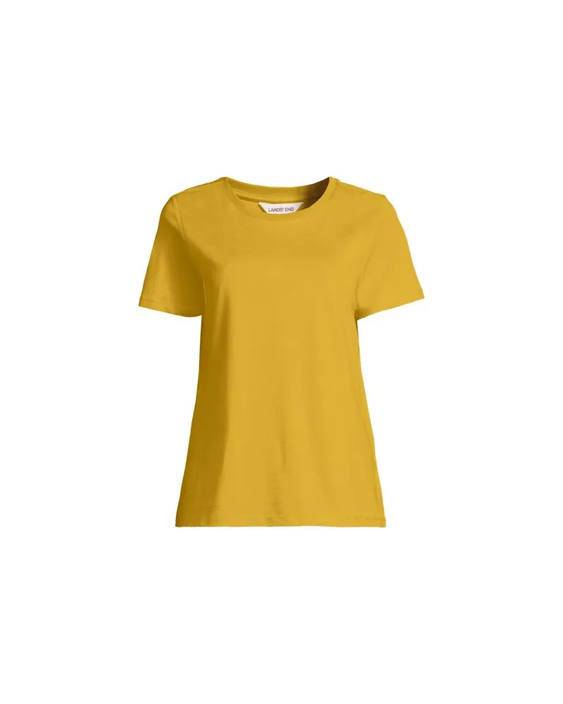 Lands' End Supima T-Shirt mit Rundhalsausschnitt, Damen, Größe plus, Gelb, Baumwolle, by Gelb