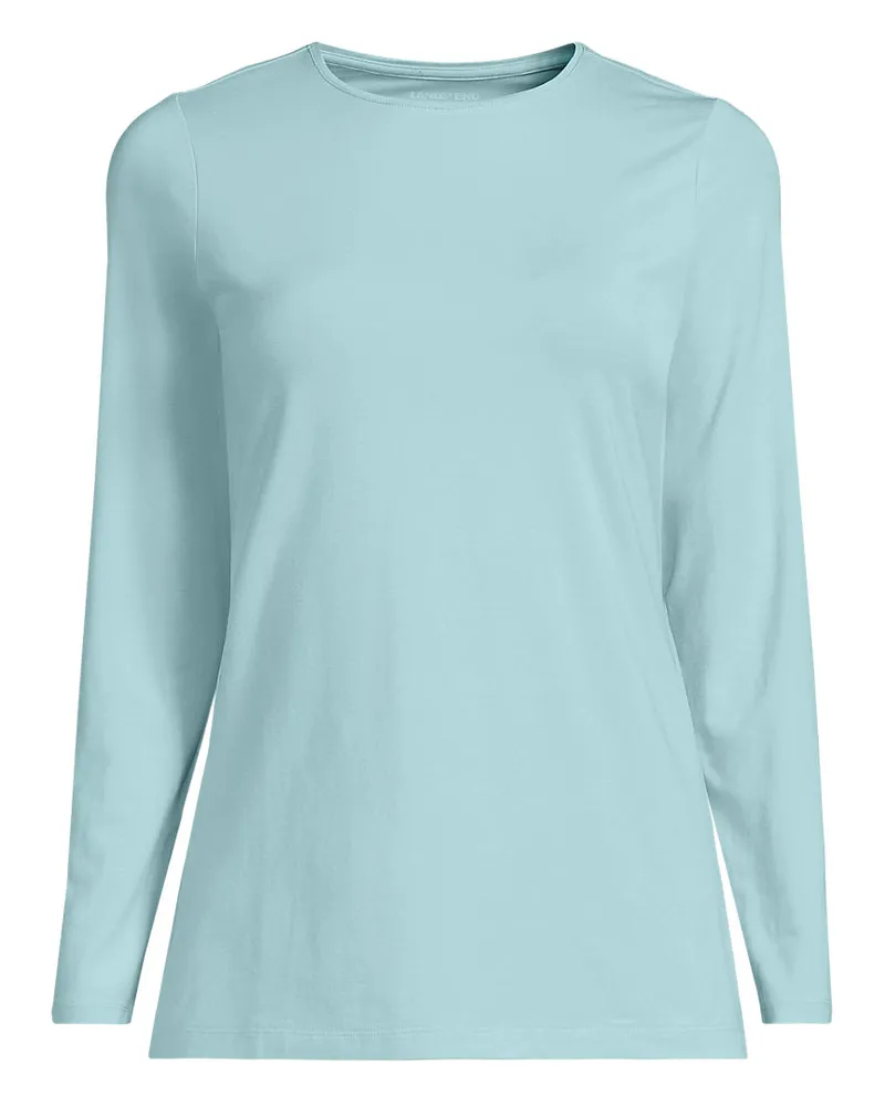 Lands' End Shirt aus Baumwolle/Modal-Mix mit Rundausschnitt, Damen, Größe regular, Grün, Elasthan/Baumwolle Modal, by Grün