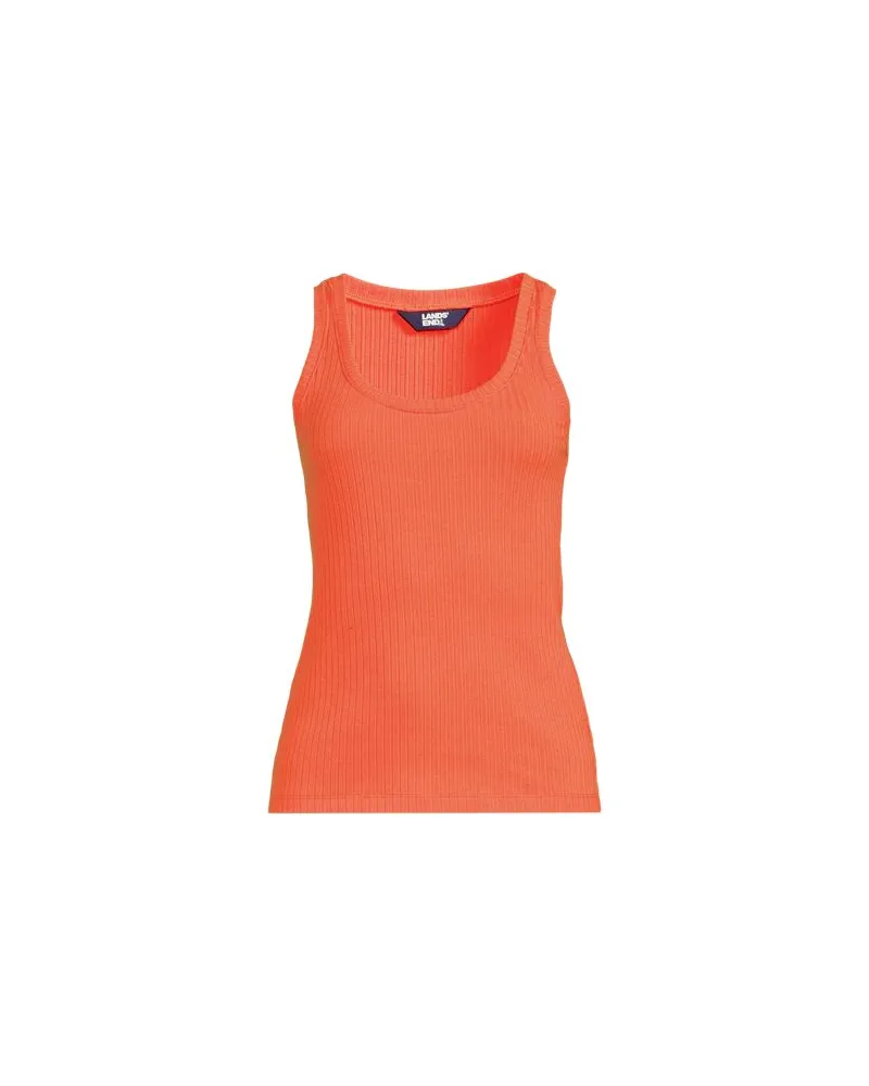 Lands' End Ärmelloses Ajour-Top, Damen, Größe regular, Orange, Elasthan/Baumwoll-Mischung, by Orange
