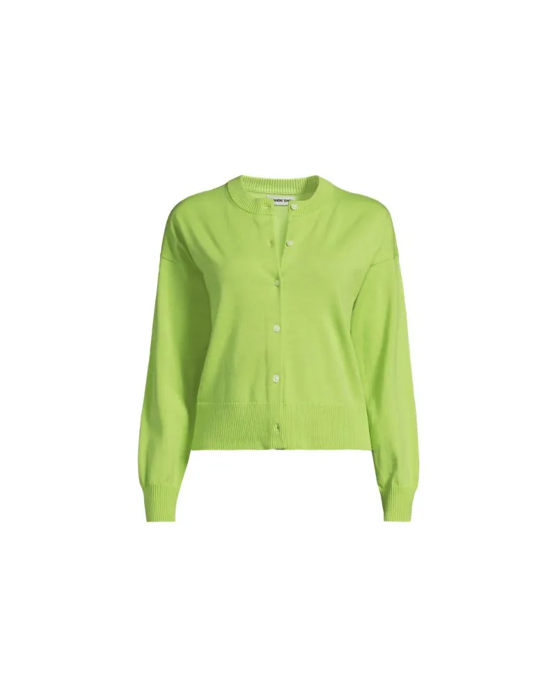 Lands' End Kurzer Feinstrick-Cardigan aus Baumwolle, Damen, Größe regular, Grün, Baumwolle, by Grün