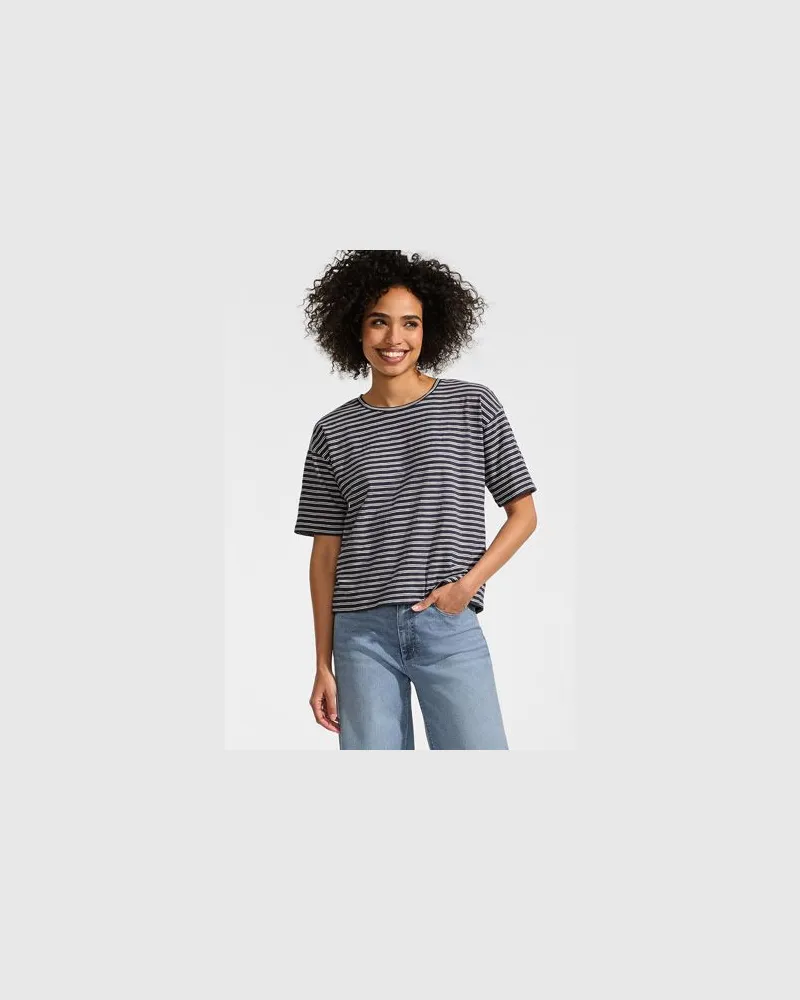 Lands' End Kastiges Flammgarnshirt mit kurzen Ärmeln, Damen, Größe regular, Blau, Baumwolle, by Blau