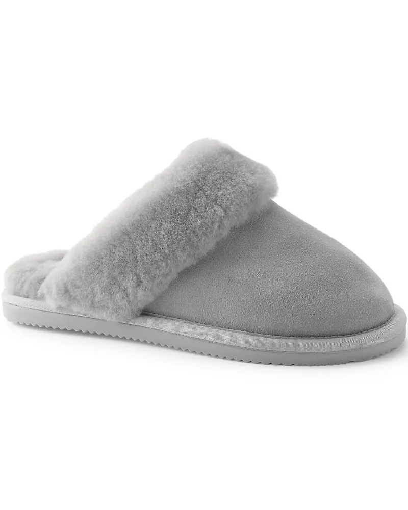 Lands' End Veloursleder-Pantoffeln mit Lammfell-Futter, Damen, Größe regular, Braun, Wolle/Leder/Rauleder, by Braun