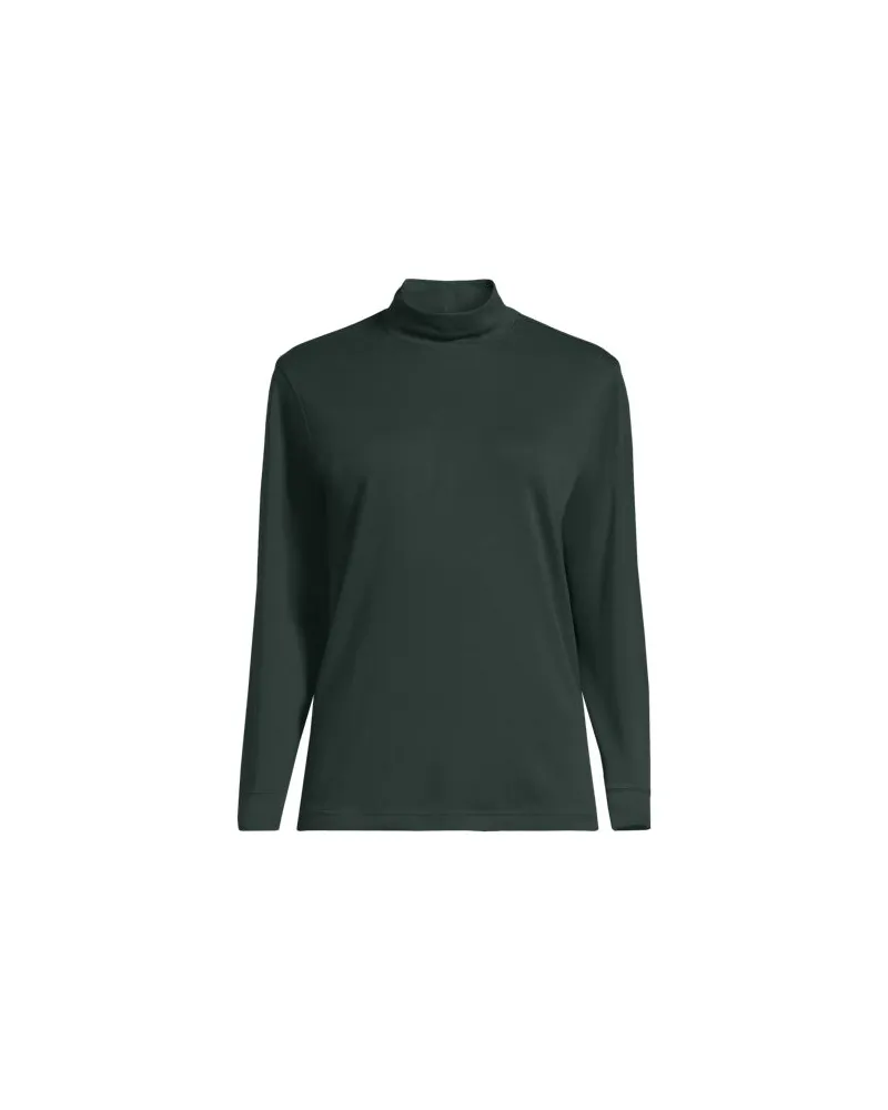 Lands' End Baumwoll-Stehkragenshirt, Damen, Größe:44-46 regular, Grün, Baumwolle, by Grün