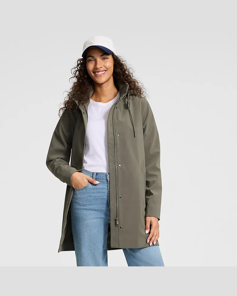 Lands' End Leichte laminierte Regenjacke, Damen, GrÃ¶ÃŸe petite, GrÃ¼n, Polyester, by Grã¼n