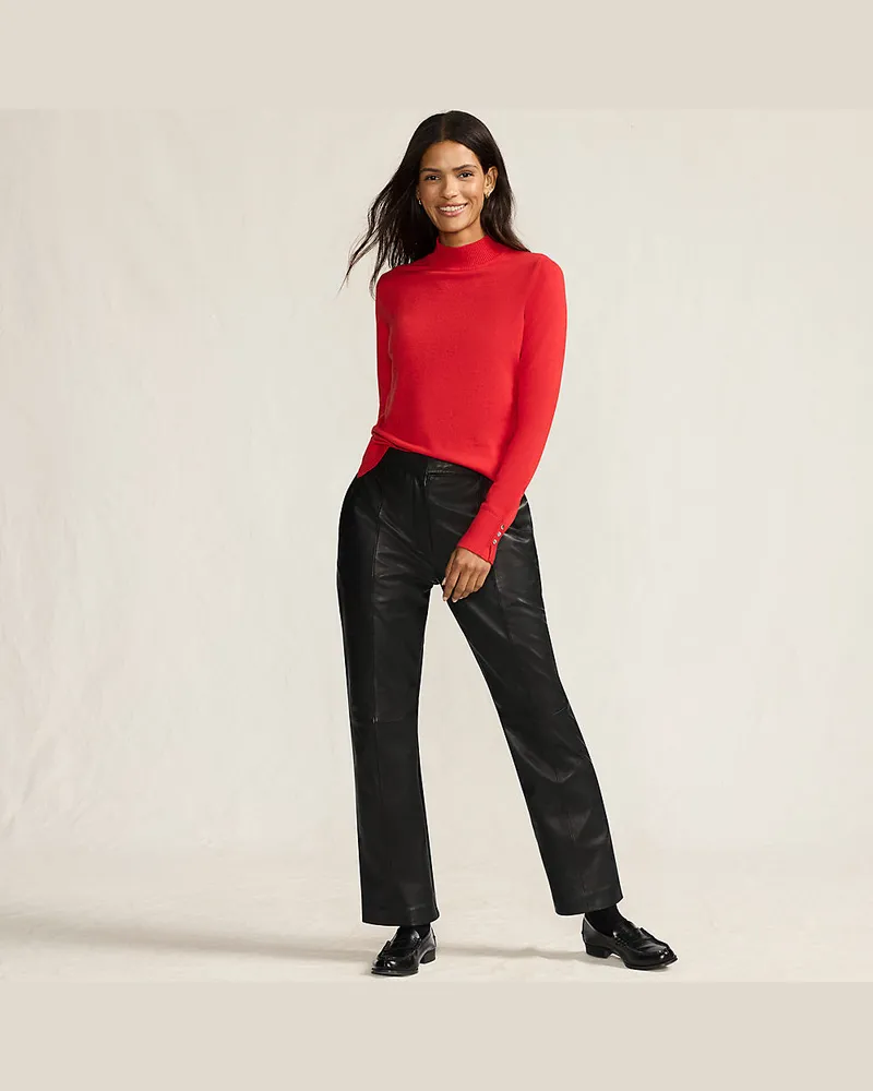 Lands' End Lederhose, Damen, Größe regular, Schwarz, Leder, by Schwarz