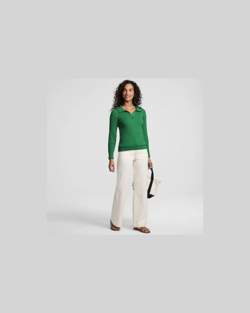 Lands' End Polopullover aus Seidenmix, Damen, Größe regular, Grün, Baumwolle/Seide/Kunstseide, by Grün