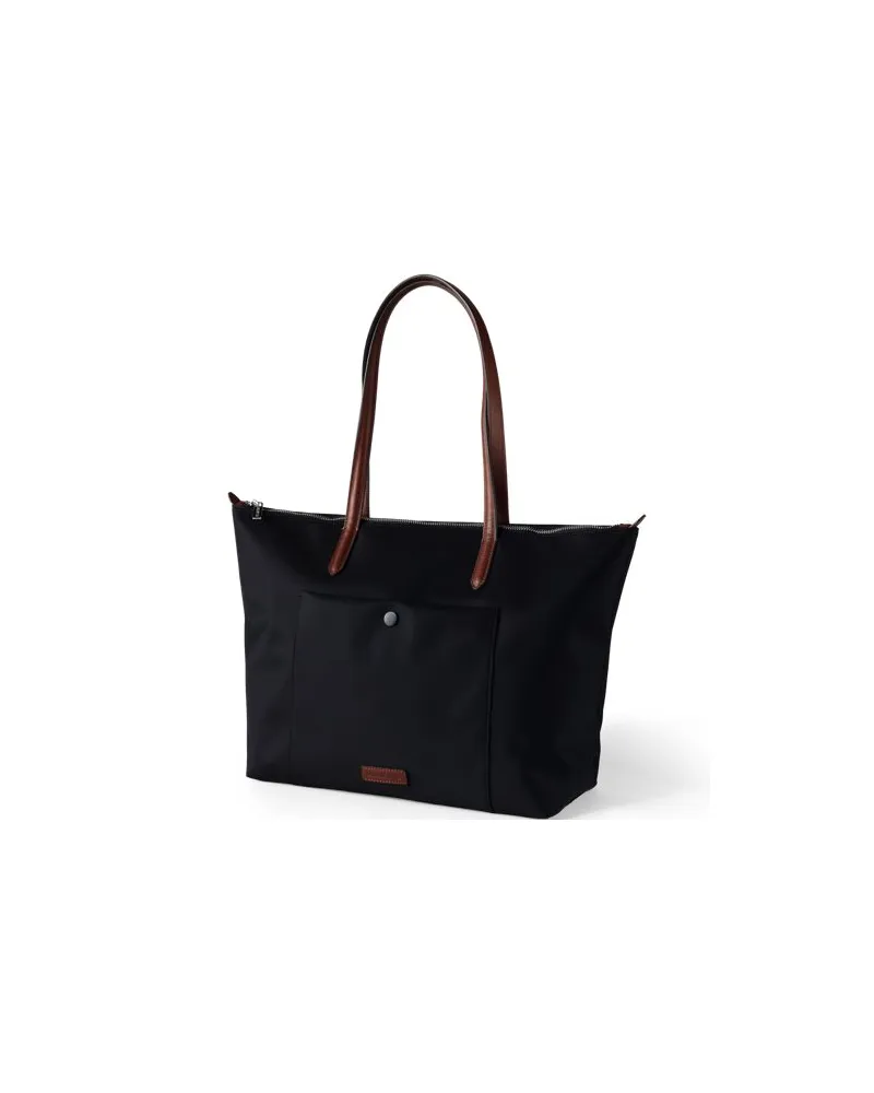 Lands' End Wasserabweisende, verstaubare Shoppertasche, Damen, Größe:null regular, Schwarz, Nylon/Leder, by Schwarz