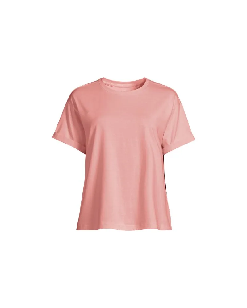 Lands' End Supima® Shirt mit kurzen Rollärmeln, Damen, Größe plus, Pink, Baumwolle, by Pink