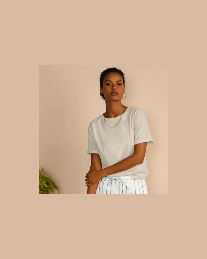 Lands' End Supima® Shirt mit kurzen Rollärmeln, Damen, Größe:40-42 petite, Weiß, Baumwolle, by Weiß