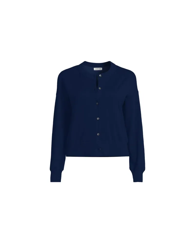 Lands' End Kurzer Feinstrick-Cardigan aus Baumwolle, Damen, Größe regular, Blau, Baumwolle, by Blau