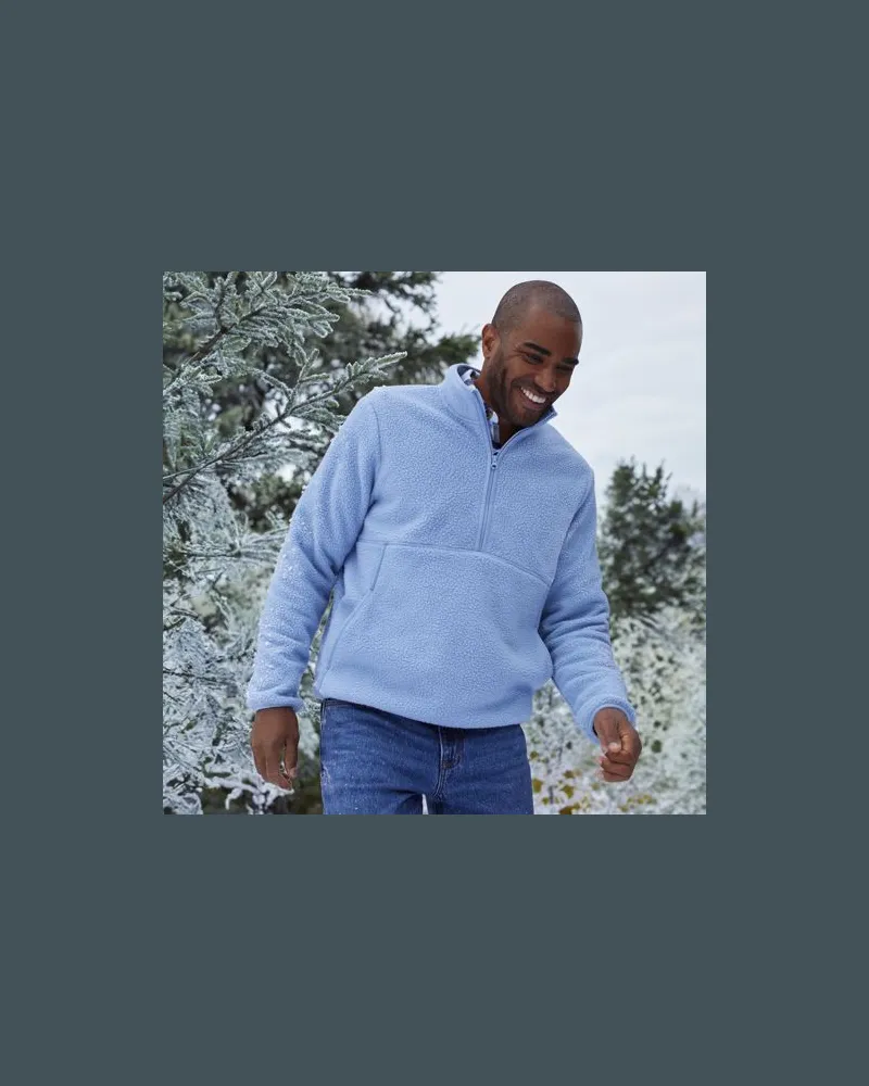 Lands' End Teddy-Pullover mit Reißverschluss, Herren, Größe:44-46 regular, Blau, Polyester, by Blau