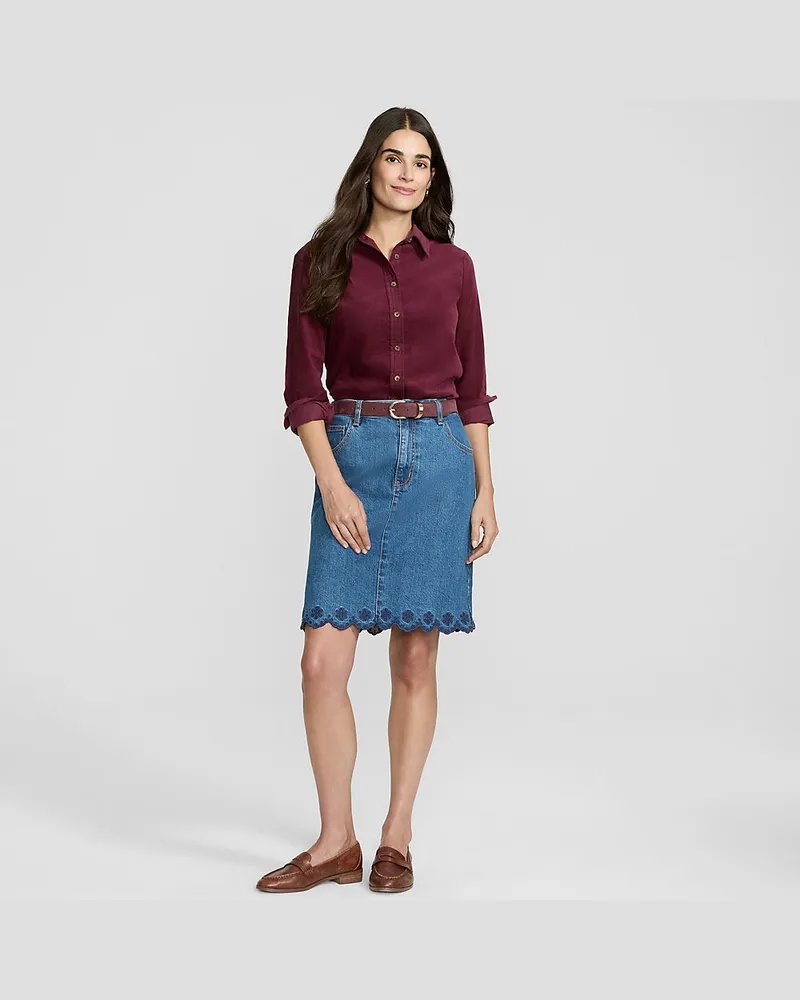 Lands' End Feincord-Hemdbluse, Damen, Größe petite, Rot, Baumwolle, by Rot