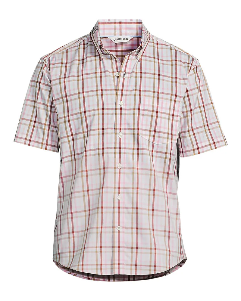 Lands' End Ultimativ-Hemd mit kurzen Ärmeln, Classic Fit, Herren, Größe regular, Beige, Elasthan/Baumwoll-Mischung/Polyester-Mischung, by Beige