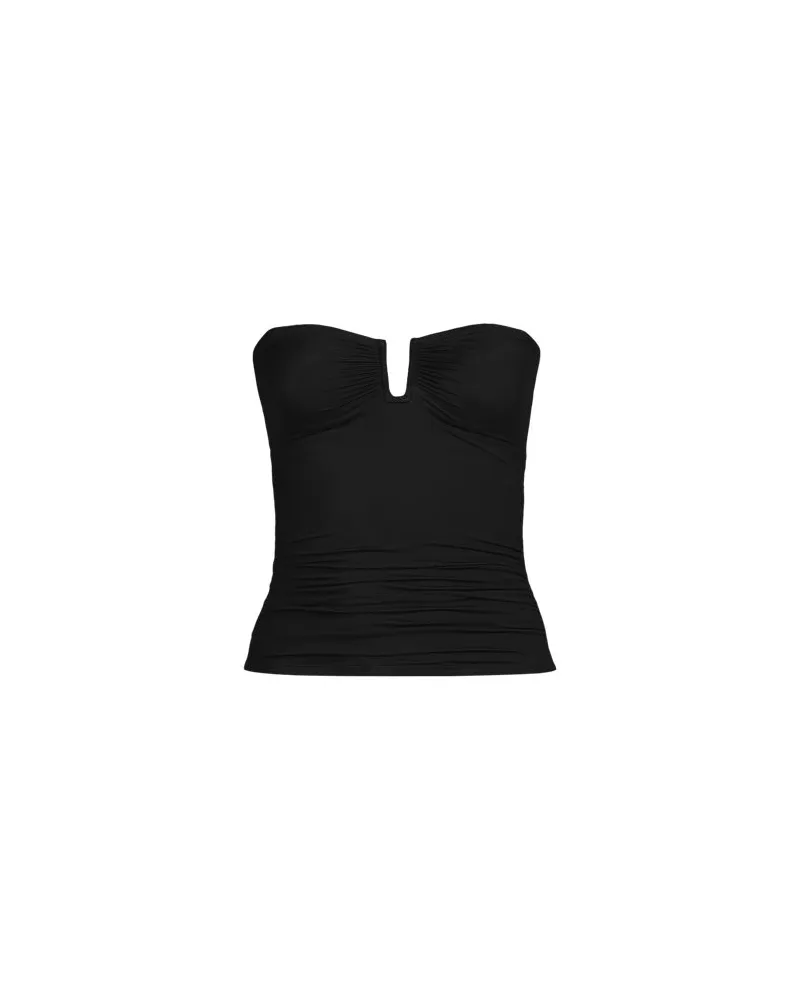Lands' End Bandeau-Tankini-Top Slender, Damen, Größe plus, Schwarz, Elasthan/Nylon-Mischung, by Schwarz