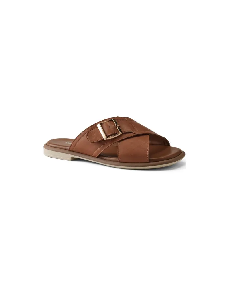 Lands' End Lederpantoletten, Damen, Größe regular, Beige, Leder, by Beige