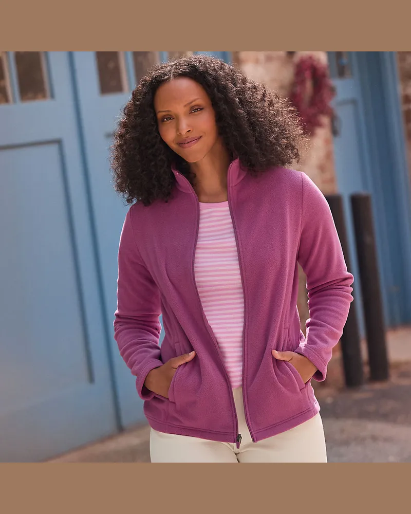 Lands' End Anyweather Fleece-Jacke, Damen, Größe petite, Rot, Polyester, by Rot