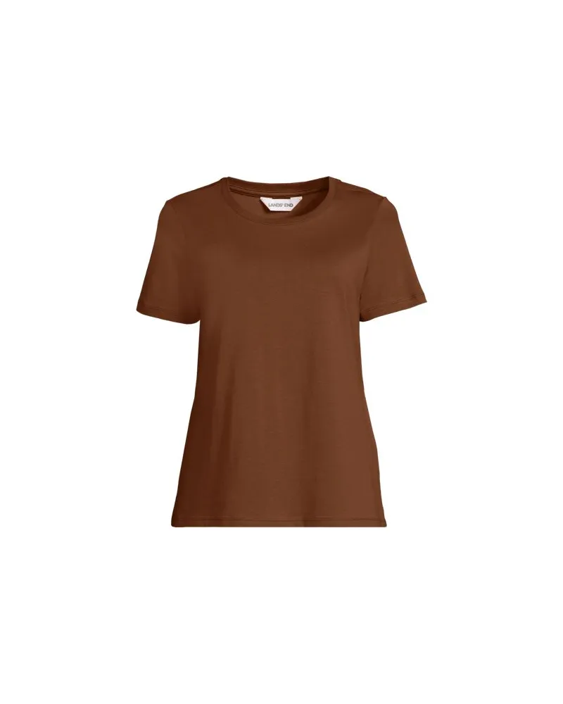 Lands' End Supima T-Shirt mit Rundhalsausschnitt, Damen, Größe:40-42 petite, Orange, Baumwolle, by Orange